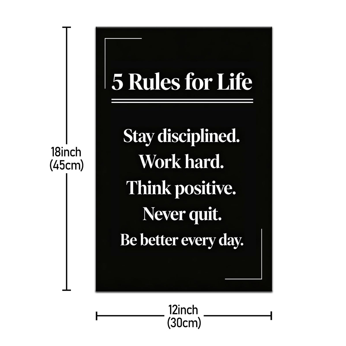PSYYSP Motivational Wall Decor Office 5 Rules For Life Inspirational Poster For Office Men Women Success Quotes Canvas Wall Art Framed Modern Daily Discipline Sign Office Decorations 12x18 Inch