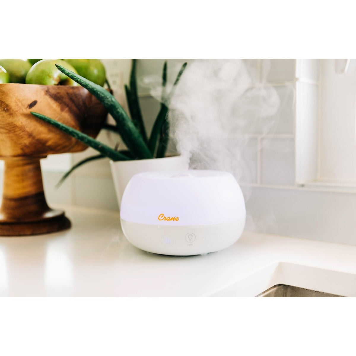 Crane Portable Ultrasonic Travel Humidifier & Aroma Diffuser – 0.2 Gallon Cool Mist, No Filter Required, Optional Essential Oil Tray, Whisper-Quiet for Babies, Travel, & Small Rooms (White)