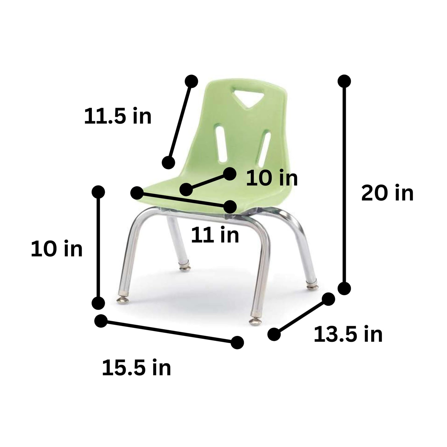 Jonti-Craft Berries 8140JC6130 Stacking Chairs with Chrome-Plated Legs, 10" Height, Key Lime, Pack of 6