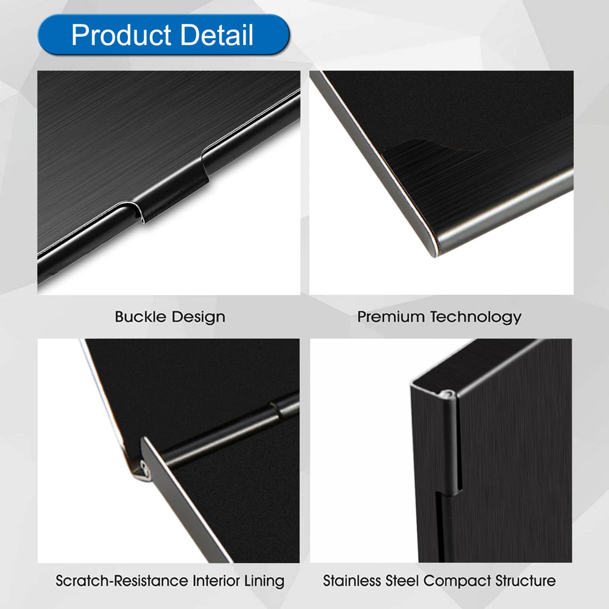 DMFLY Black Slim Metal Business Card Holder + Rose Gold Case, Slim Business Card Case for Men & Women, Pocket Metal Card Case, Professional Stainless Steel Business Card Holders