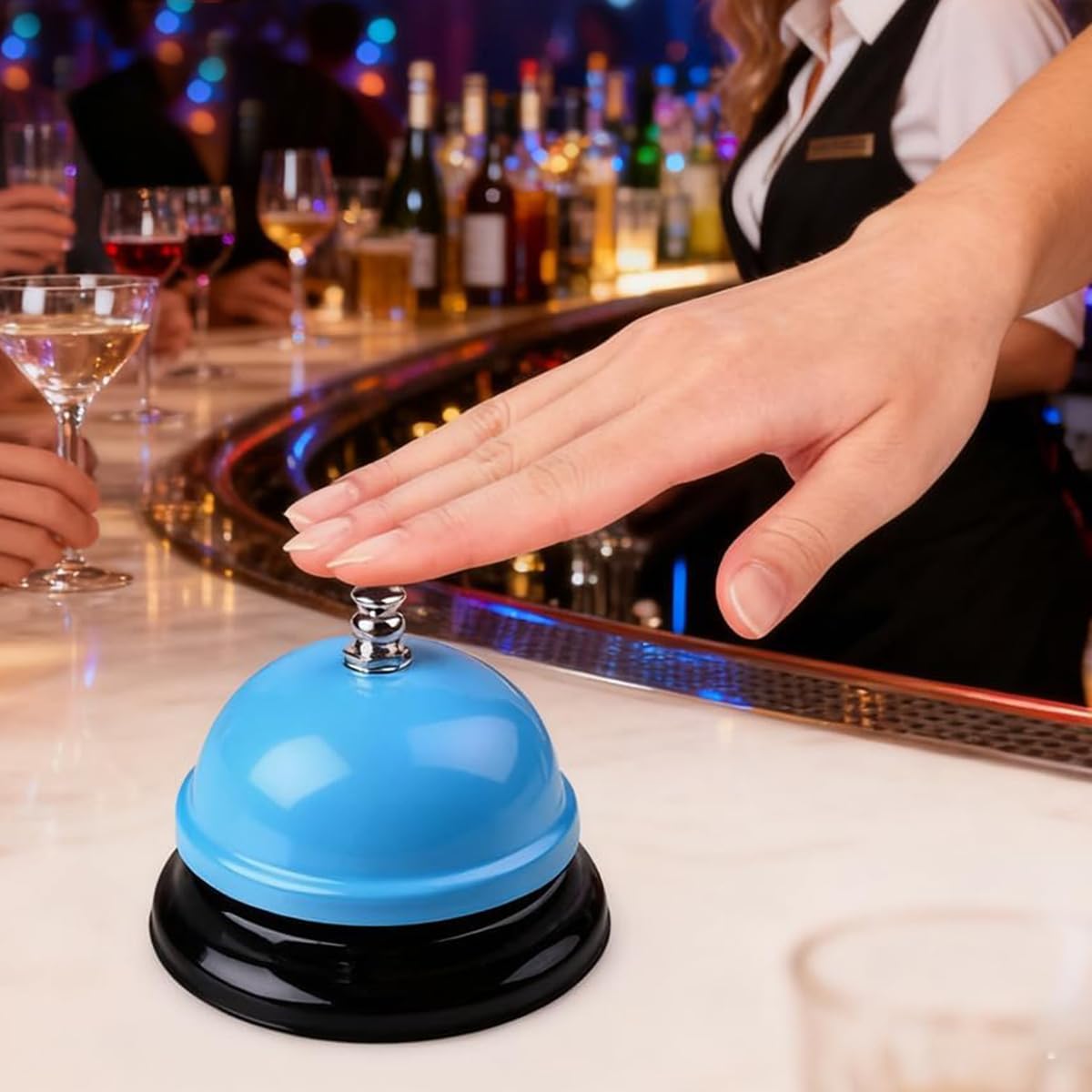 Restaurant Service Table Bell Bar Bell Desk Kitchen Hotel Counter Reception Restaurant Bar Ring for Service Call Bell (Blue)