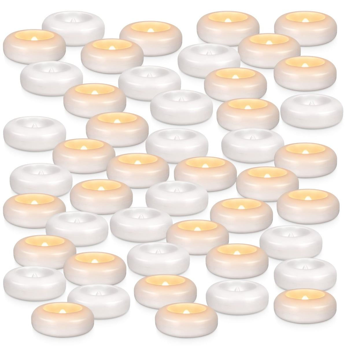 CAKETYCG Set of 48 Waterproof Flameless Floating Tealights, 120+ Hour Warm White Battery Flickering LED Tea Lights Candles - Wedding, Party, Centerpiece, Pool & SPA...