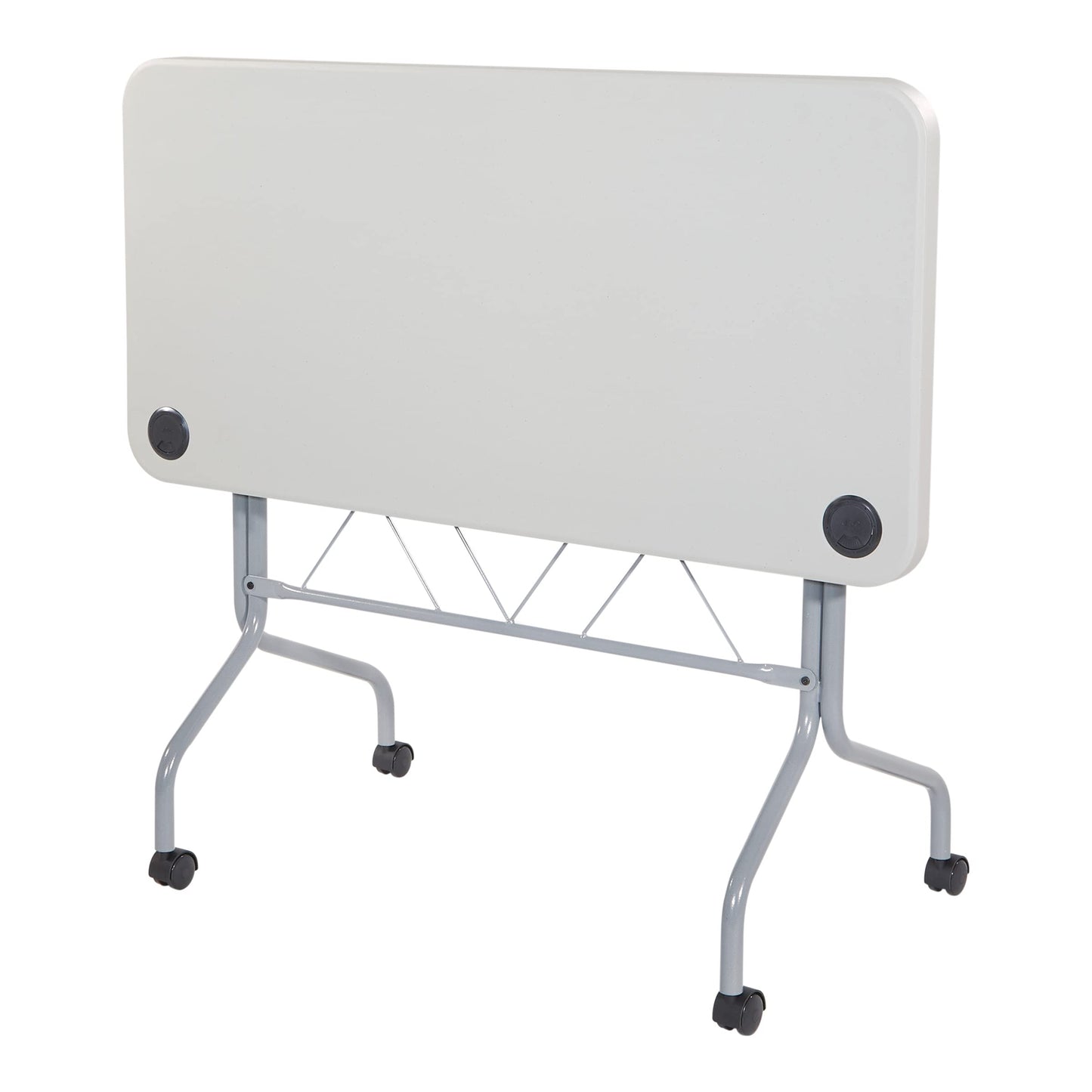 Office Star Resin Multipurpose Flip Training Table with Locking Casters for Home or Office, 4 Feet Light Gray