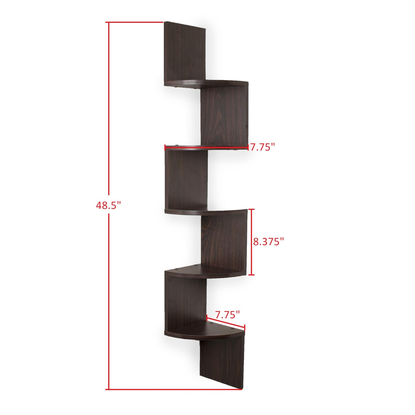 Danya B. XF11035GR Large Decorative 5-Tier Corner Floating Wall Mount Display Shelving Unit - Grey