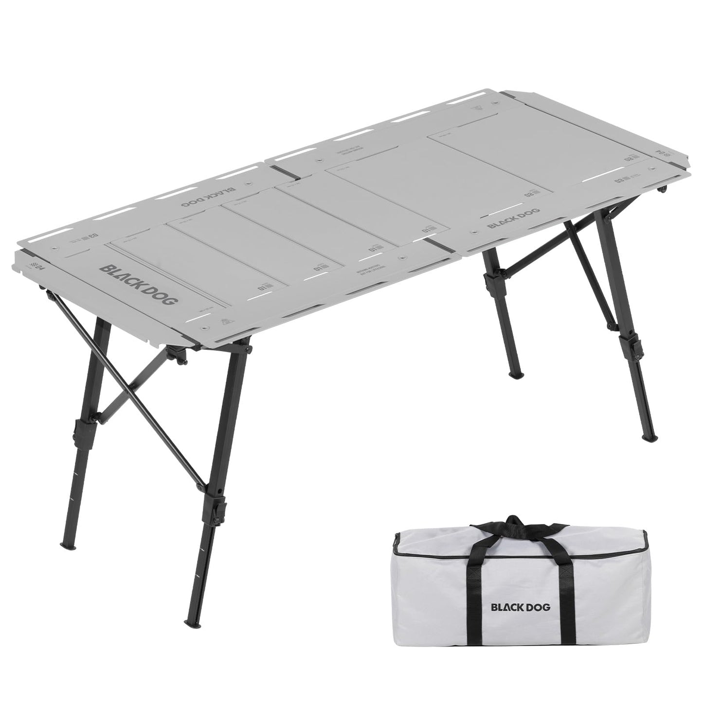BLACKDOG 4.5U IGT Camping Table, Folding Portable Camp Table, Adjustable Height Aluminum Portable Table with Carry Bag for Outdoor, Pictic, Patio and Backyard 48.8" L x 22.8" W, Rock Grey