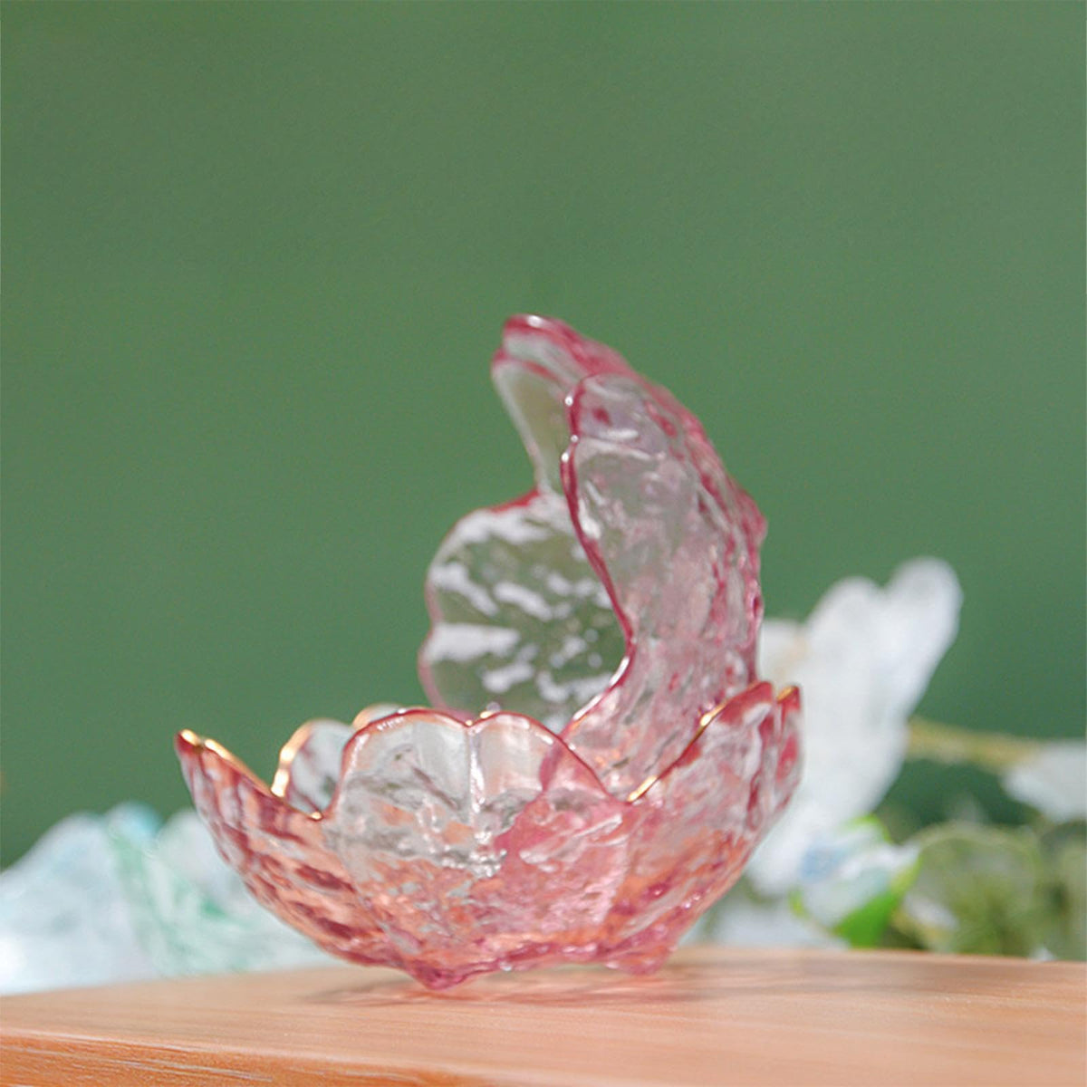 Incense Holder for Sticks, Glass Backflow Incense Burner with 9 Stick Holes, Handmade Cherry Blossom Incense Holder with Ash Catcher for Meditation, Yoga, Home Decor (NO with Gilt-Edged)
