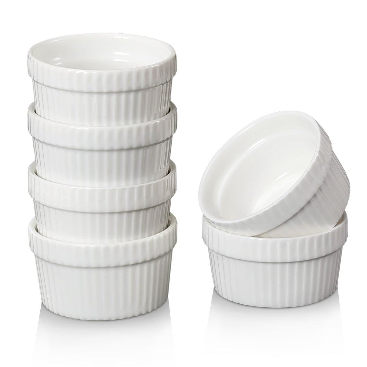 1.5 oz Mini Ramekins Set of 6, Vidalenta Tiny Dipping Sauce Cups, Ramekin Dip Bowl Porcelain Souffle Dish, Small Ramekins Dessert Cups Small Bowls for Charcuterie Board, Microwave & Oven Safe, White