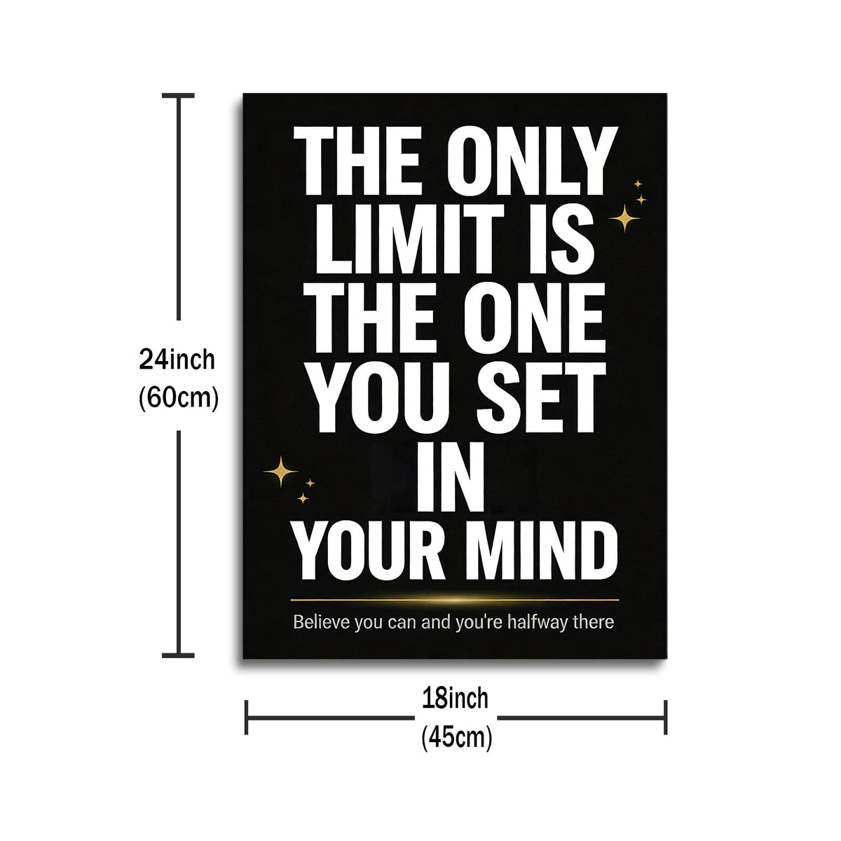 YSPCSUN Inspirational Wall Decor The Only Limit is Your Mind Positive Quotes Office Wall Art Canvas Print Framed Motivational Posters for Entrepreneurs Study Room Gym Fitness Decor, 24x18 Inch