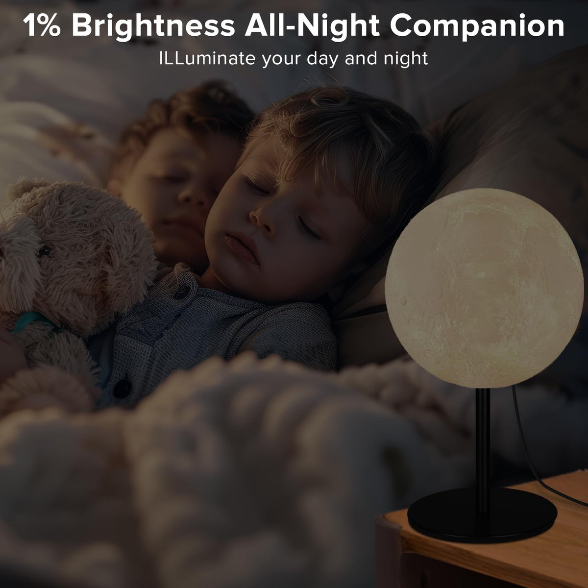 Moon Lamp Small Table Lamp for Bedroom, Dimmable Bedside Table Lamp with 30 Modes, Night Light Bedside Lamps for Night Stands, Desk Lamp for Living Room, Office, Dorm, Birthday Gifts for Kids Teens