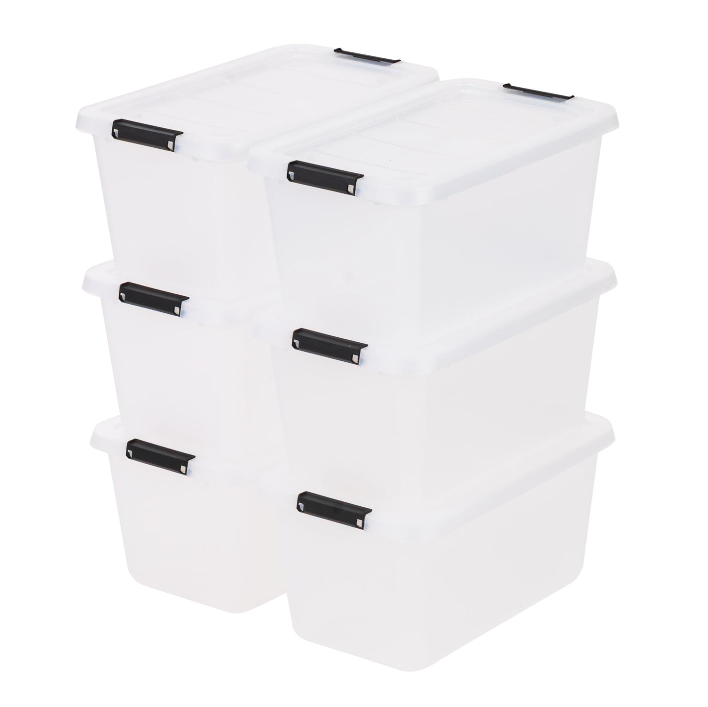 IRIS USA 6-Pack Clip Box with Latching Lids, 13 Quart Craft Storage Bins, Art & Writing Supply Containers for Home, Office & Classroom Organization