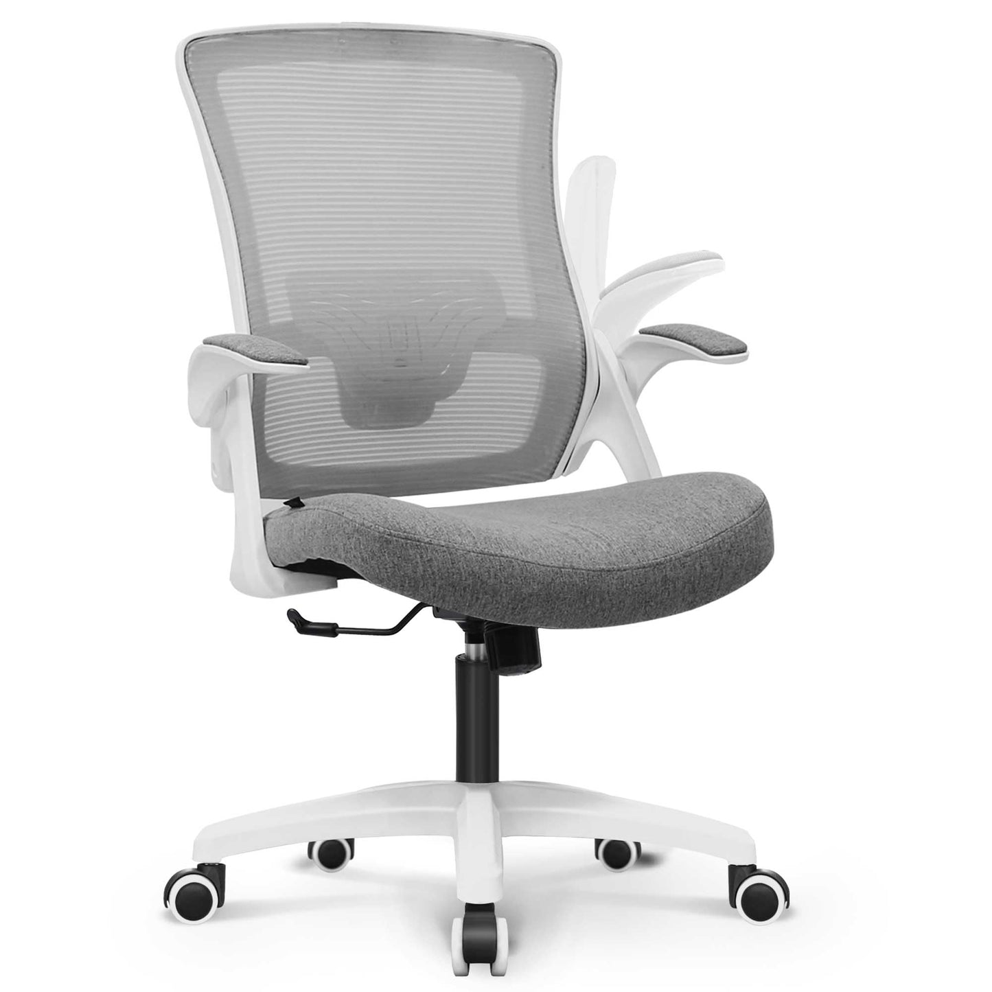 NEO CHAIR Office Desk Gaming Chair Computer High Back Mesh Seat with Rolling Wheels Ergonomic Adjustable Comfy Flip-up Armrests Lumbar Support Height for Home (Grey)