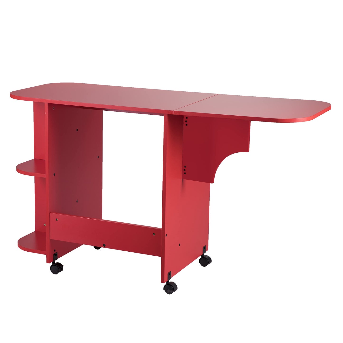 SEI FURNITURE Southern Enterprises Expandable Rolling Sewing Station Craft Table, Red