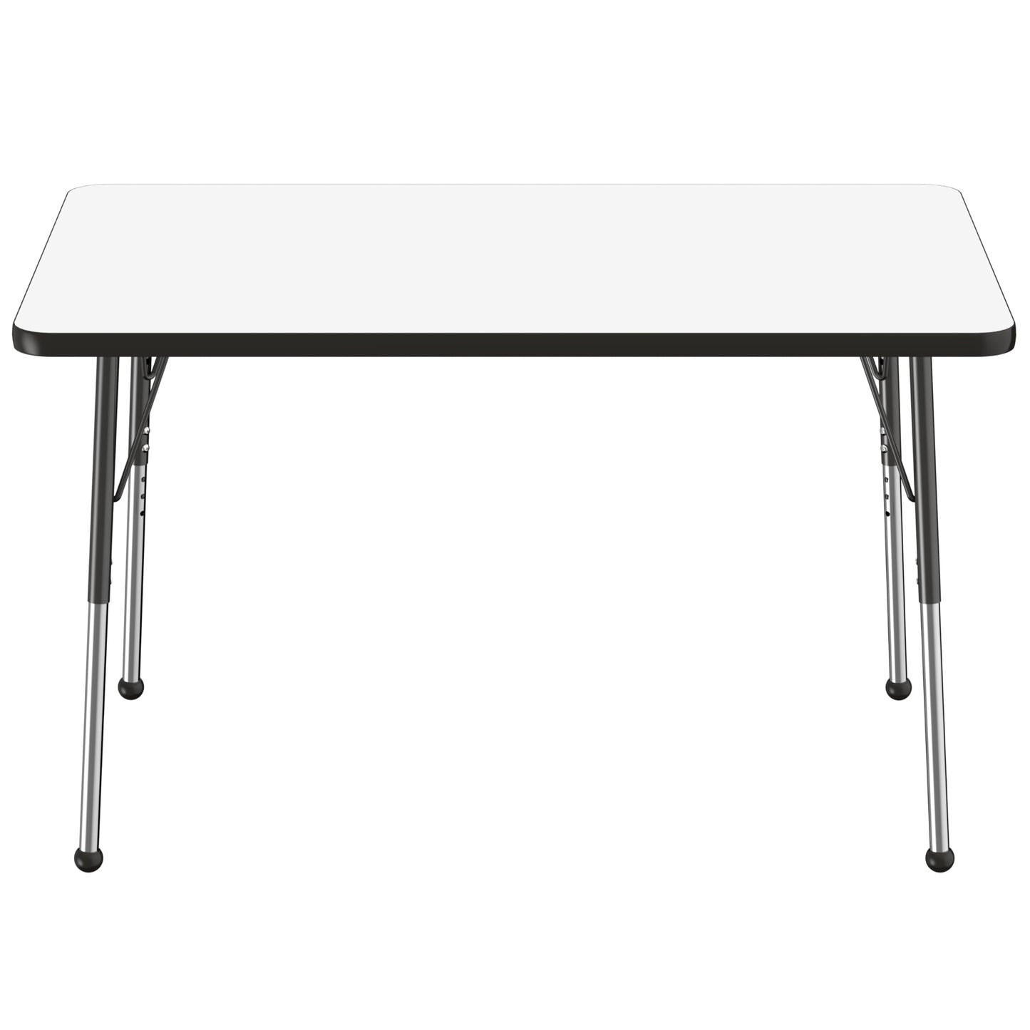FDP Dry-Erase Rectangle Activity School and Office Table (30 x 48 inch), Standard Legs with Ball Glides Adjustable Height 19-30 inches - Whiteboard Top and Black Edge