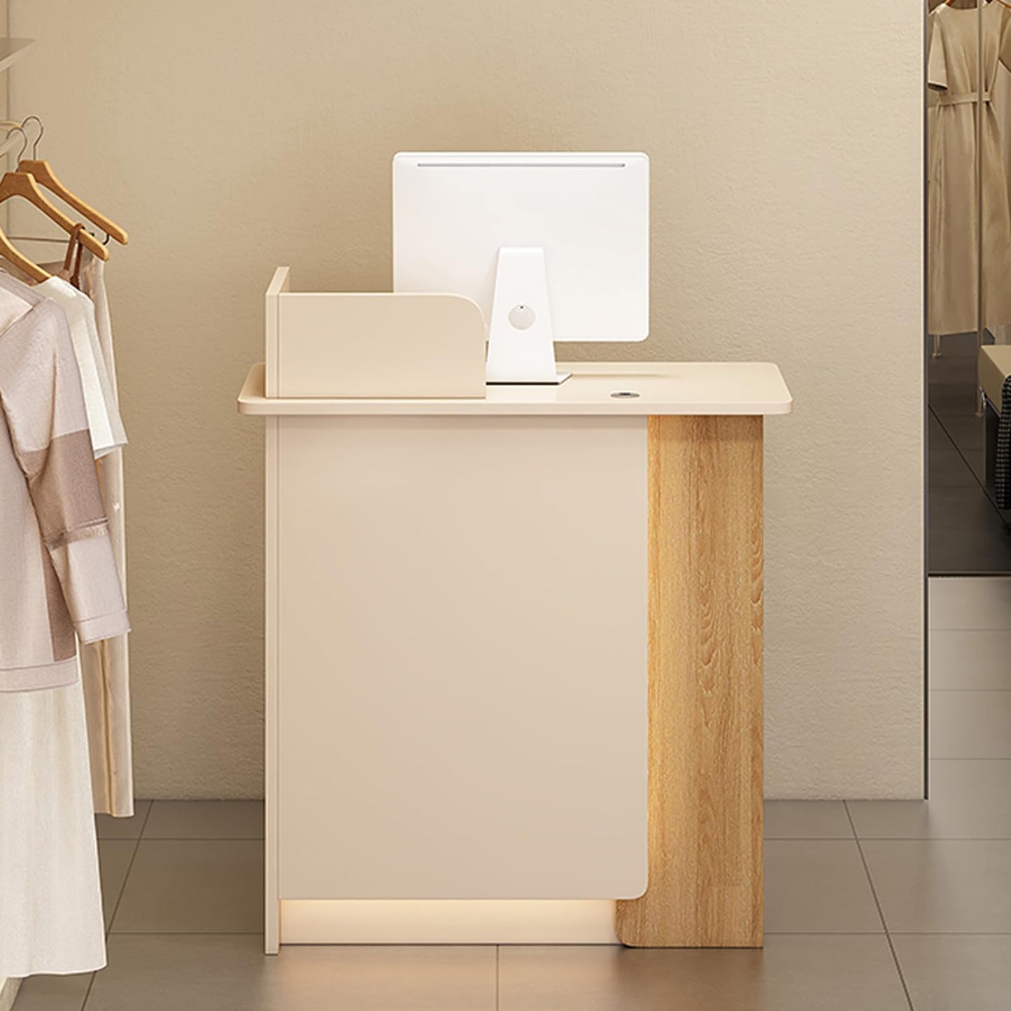Modern Reception Desk with Lockable Drawers & Storage Cupboard, Modern Reception Counter - Front Desk Cashier Cabinet with Drawer Storage Ideal for Retail Supermarkets Convenience Stores Hot