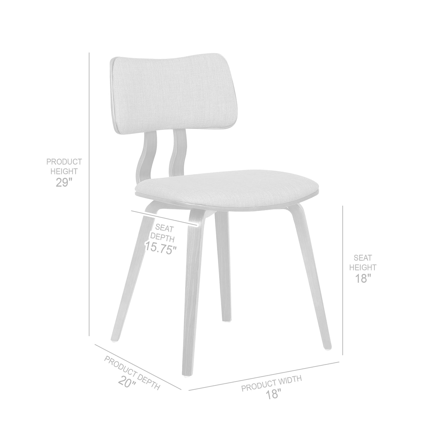 Armen Living Jaguar Mid-Century Dining Chair in Walnut Wood and Green Fabric