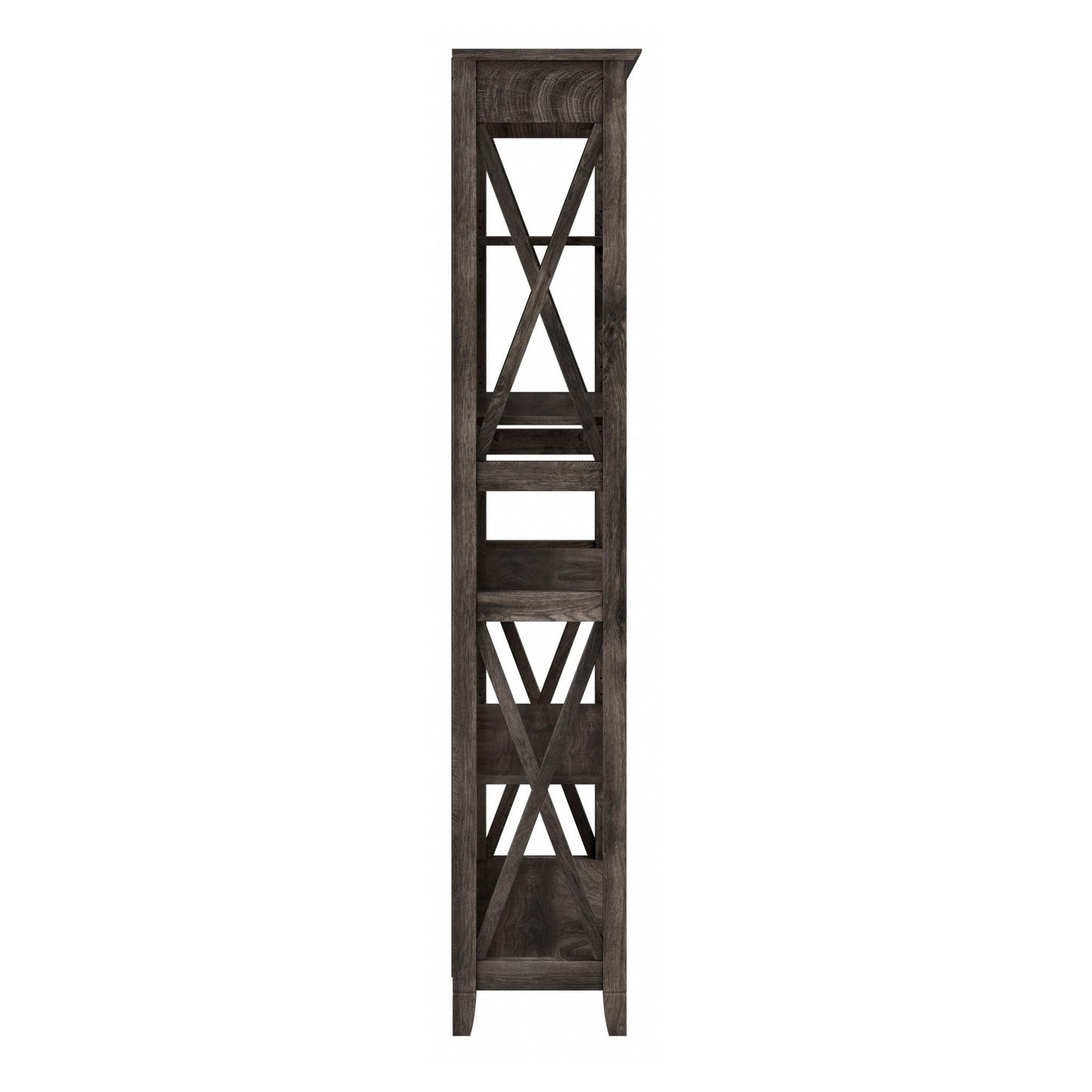 Bush Home Tall 5 Shelf Bookcase for Living Room or Home Office, Large Bookshelf, Modern Farmhouse Style, Key West Collection, Dark Gray Hickory