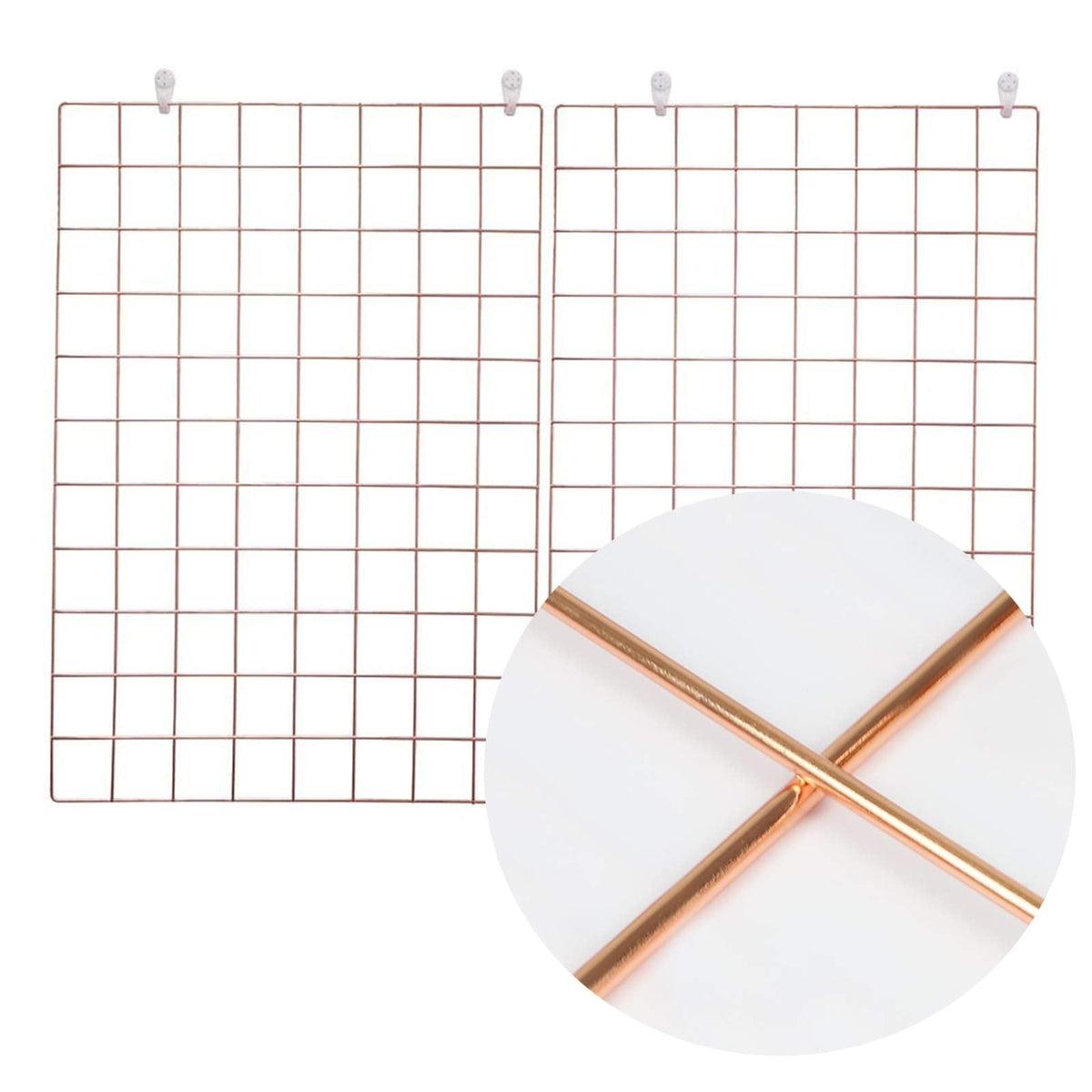 GBYAN Wall Grid 2 Pack Wire Photo Grid Panels Metal Picture Rack Wall Organizer for Memo, Photo Display, 25.6" x17.7 Each Grid Panel