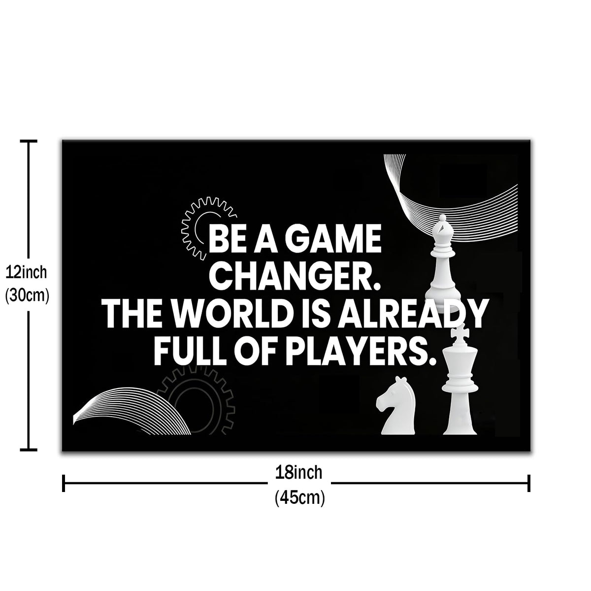 PSYYSP Motivational Wall Art For Office Inspirational Quotes Be A Game Changer Canvas Print Framed Chess Poster For Men Desk Decor Strategy Leadership Empowerment Small 12x18 Inch Artwork
