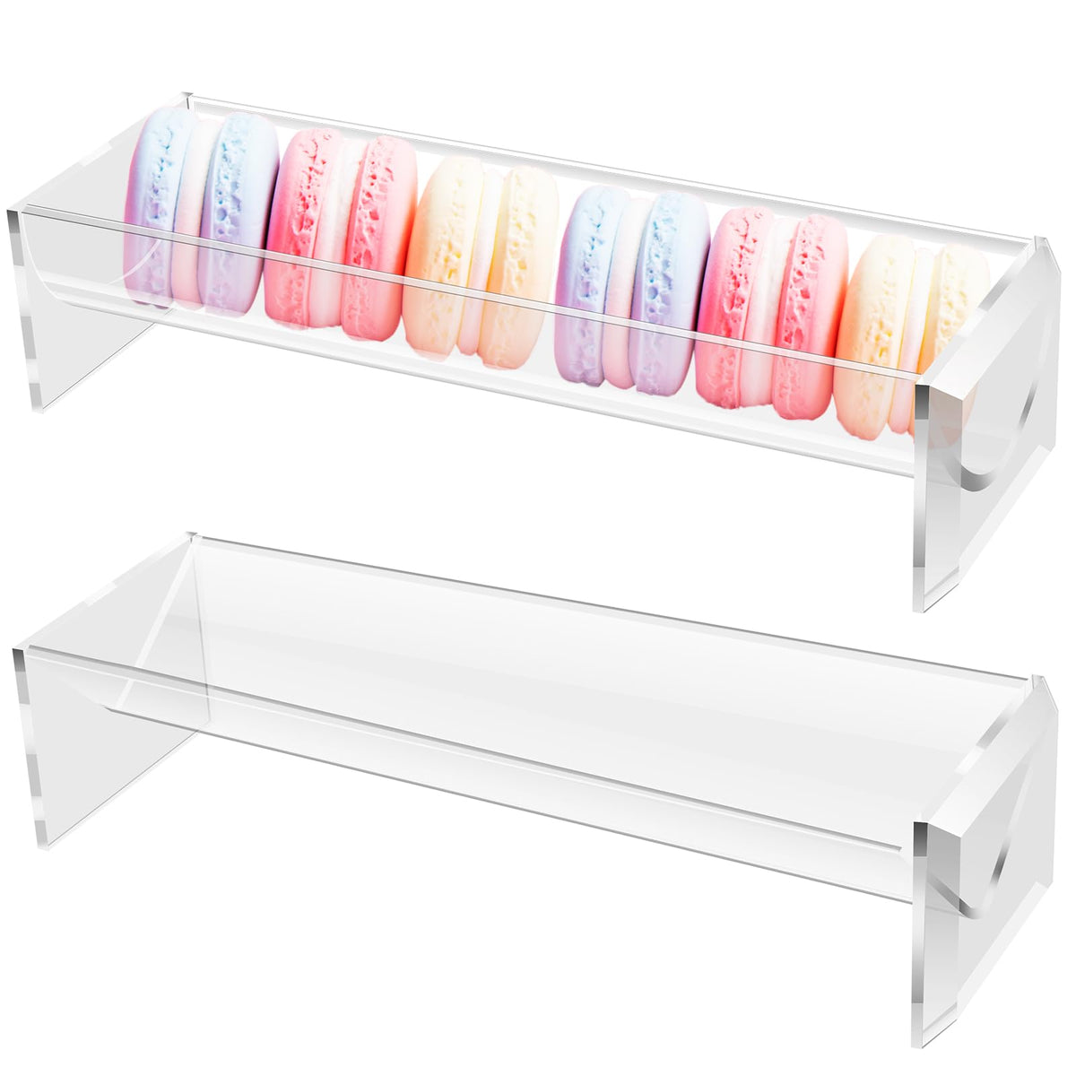 2Pcs Acrylic Cracker Serving Tray, Transparent Macaron Display Tray, Rectangular Multipurpose Biscuit Holder for Home Party Food Display