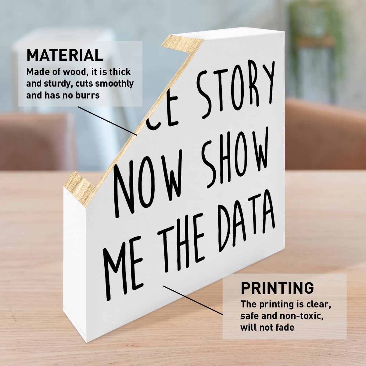 Funny Office Desk Decor, Home Office Decoration for Work Women Men Wooden Box Sign, Accountant CPA Finance Human Resources Office Gifts for HR Coworker Boss Leader Colleague Friend, Show Me The Data