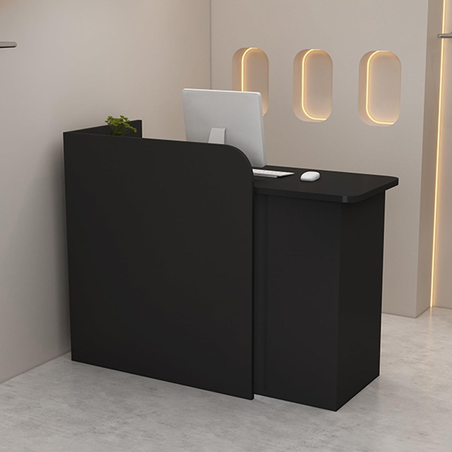 Modern Reception Desk with Lockable Drawers & Storage Cupboard, Reception Desk with Lockable Drawer, Modern Retail Checkout Counter, Computer Cabinet for Office, Beauty Salon, Boutique, Spa,