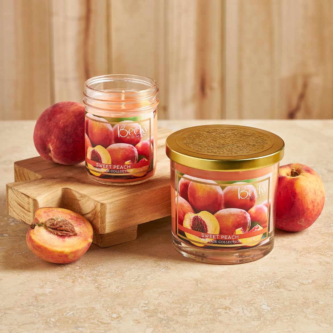 Becky Home 14.5oz Peach Scented Candles for Home, 60 Hrs Soy Wax Candle, Peach Candle for Stress Relief, Fall Candles, Candle Gifts for Men and Women