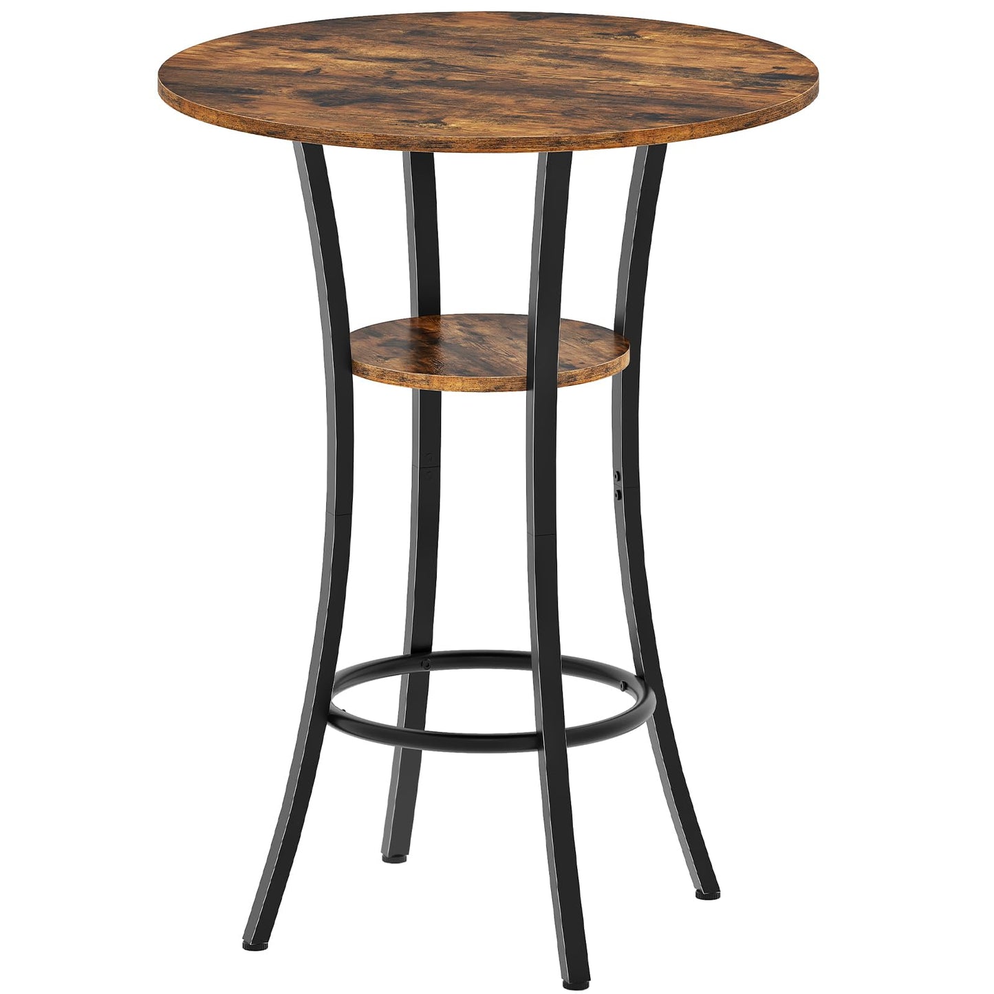 CHOEZON Round Bar Table, 2-Tier High Top & Counter Height Dining Table, for Bistro, Pub, Kitchen, Living Room, Rustic Brown and Black TBT03BF