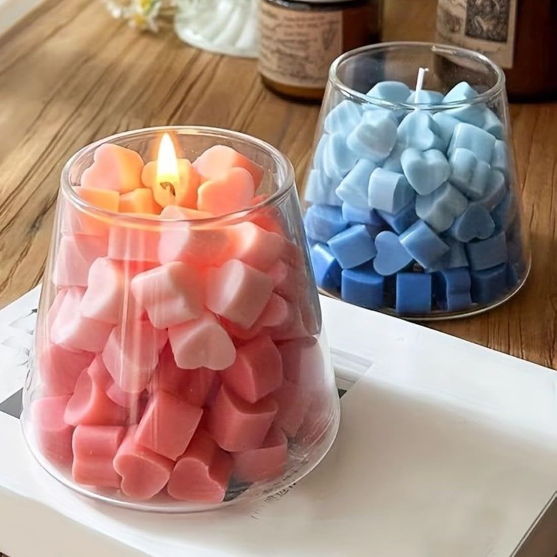 ISOLAY Aesthetic Scented Candle,Handmade Soy Wax Aroma in Glass Decorative Candle for Valentine's Day Wedding Gift (Blue)