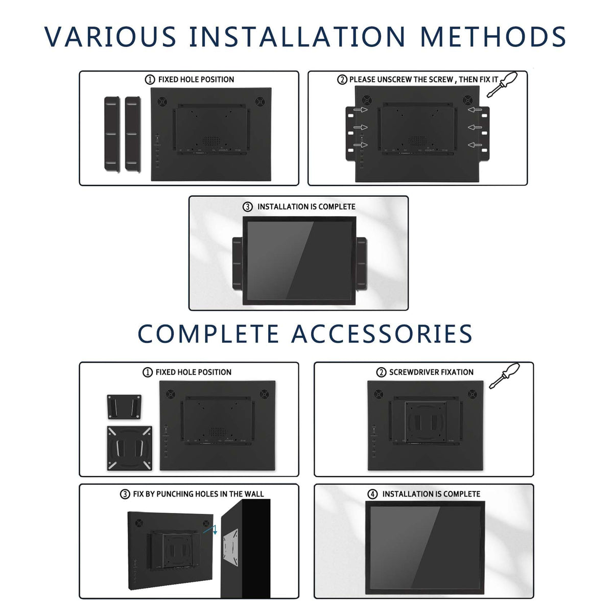 VSDISPLAY 15 Inch 1024x768 IPS LCD Monitor 4:3 Aspect Ratio Display with Metal Housing,Supports VGA/DVI Input,for Industrial/Gaming Extra Monitor
