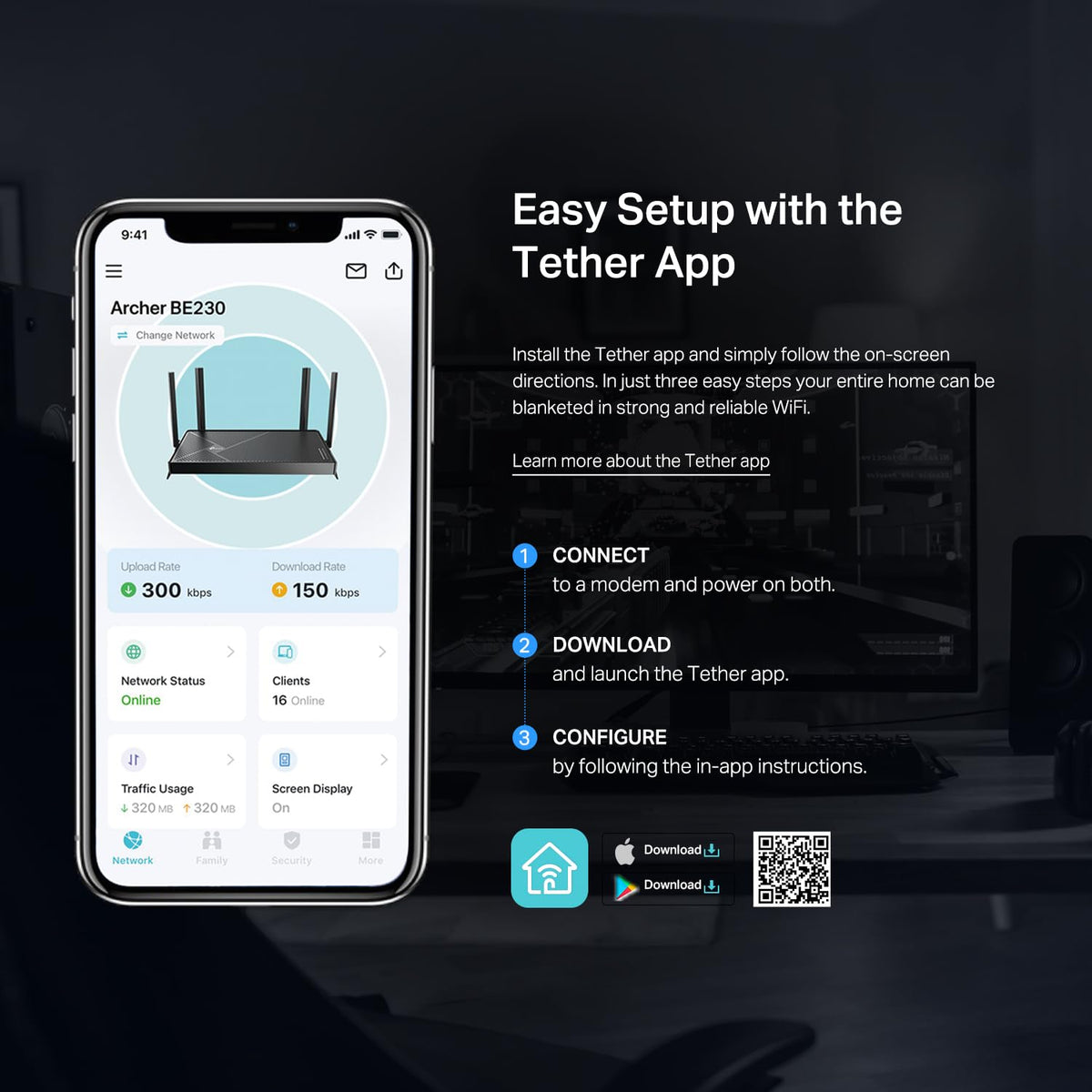 TP-Link Dual-Band BE3600 Wi-Fi 7 Router Archer BE230 | 4-Stream | 2ร2.5G + 3ร1G Ports, USB 3.0, 2.0 GHz Quad Core, 4 Antennas | VPN, EasyMesh, HomeShield, MLO, Private IOT | Free Expert Support
