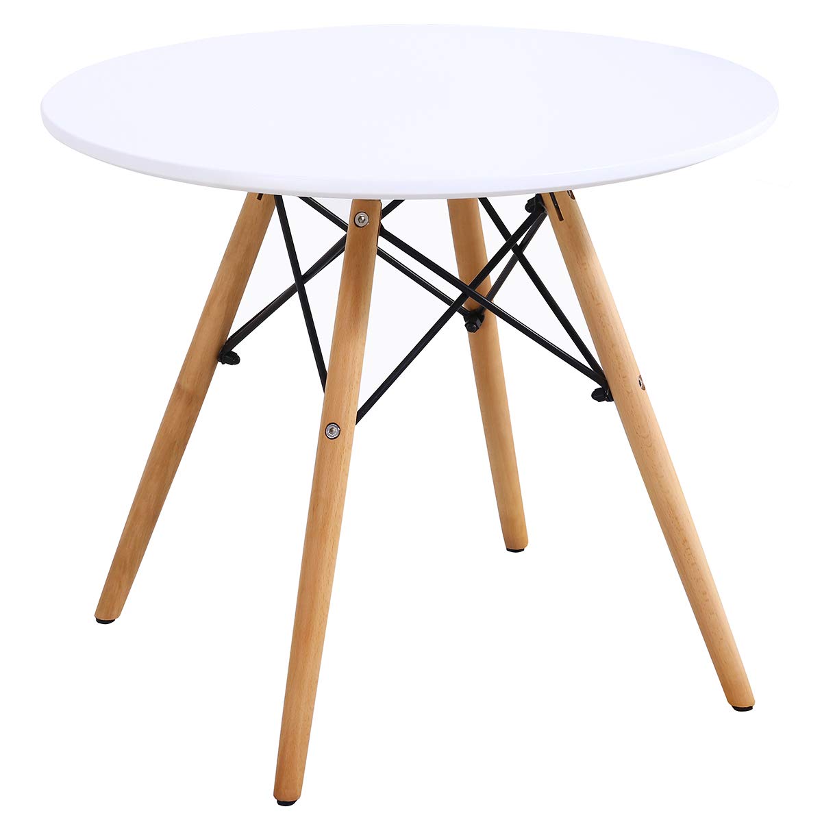 Costzon Kids Table and Chair Set, 5 PCS Mid-Century Modern Style Kids Desk Set w/Wood Legs, Iron Frame for Dining Drawing Playing & Strong Bearing Capacity, Toddler Table and Chairs (White)