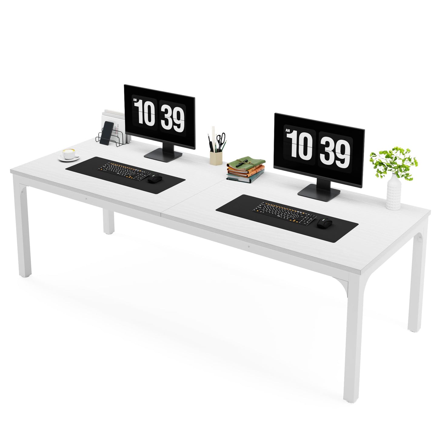 Tribesigns 2-Person Home Office Desk, 78.7" Extra Long Computer Desk, Double Workstation for Home Office, Work Desk for Two People (White)