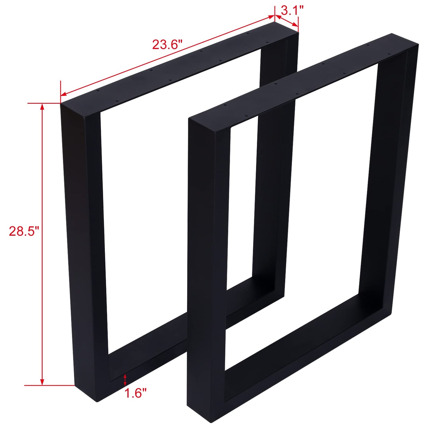 2pcs Square Metal Table Legs, Heavy Duty Wide Metal Table Legs Steel Desk Legs Table Leg Dining Table Legs Industrial Furniture Legs for DIY Coffee Table Furniture Bench Offices Bars Hotels 28 x 24in