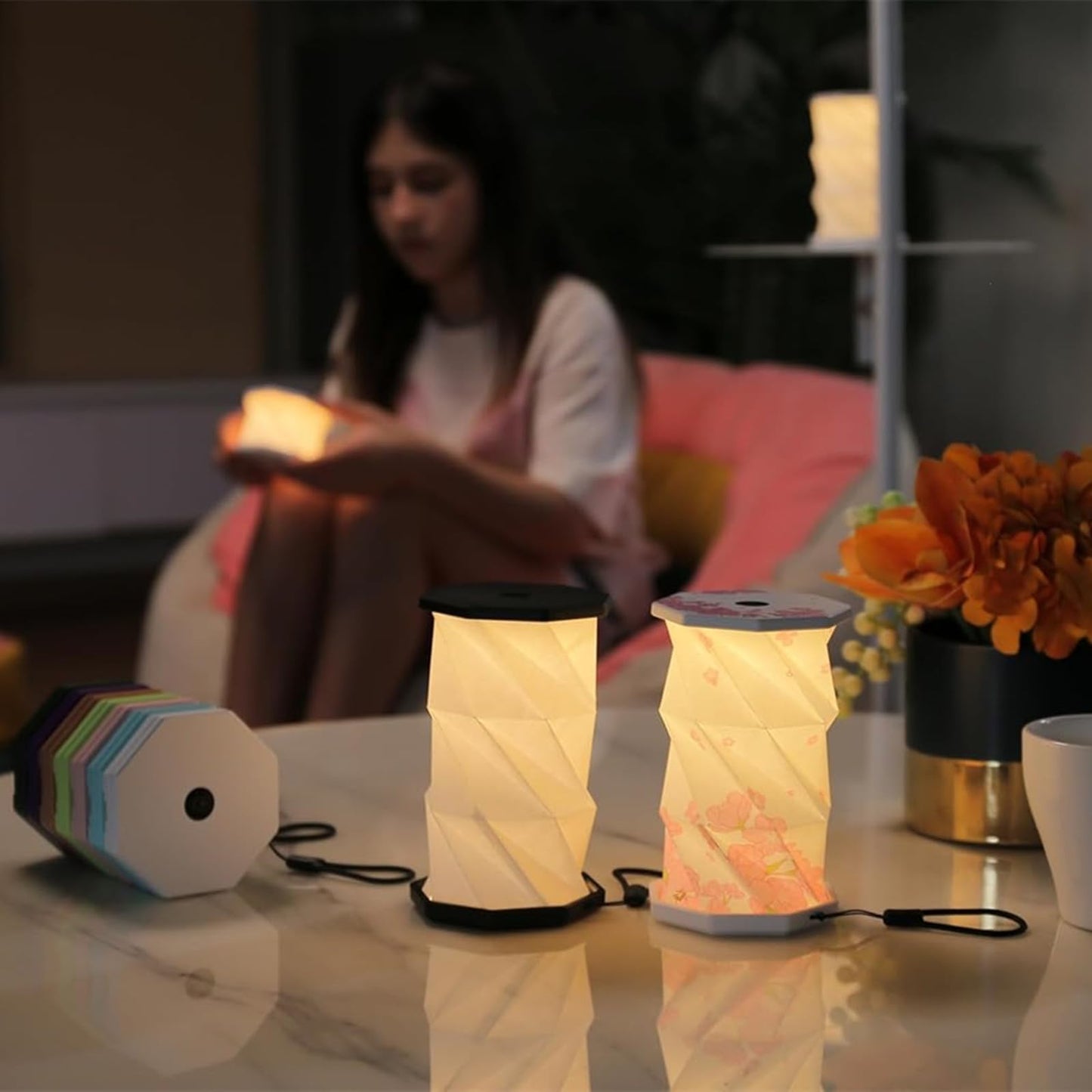 RYBG Portable Foldable LED Desk Lamp,24V 300Ah Dimmable Touch Control Light Art Lamp,Portable Rechargeable Mini Desk Lamp for Travel, Bedroom, Study Room, and Camping Ideal Gift