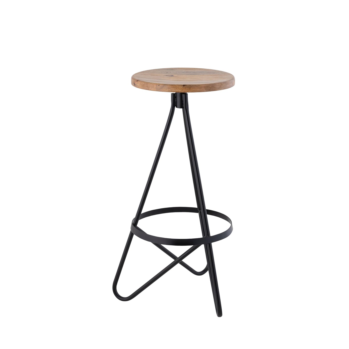 JONATHAN Y Spiroa 30" Modern Wood Backless Bar Stool, Natural Brown & Black Iron Hairpin Leg Bar Chair with Footrest for Kitchen Island and Home Bar, Minimalist Design BSL1000E