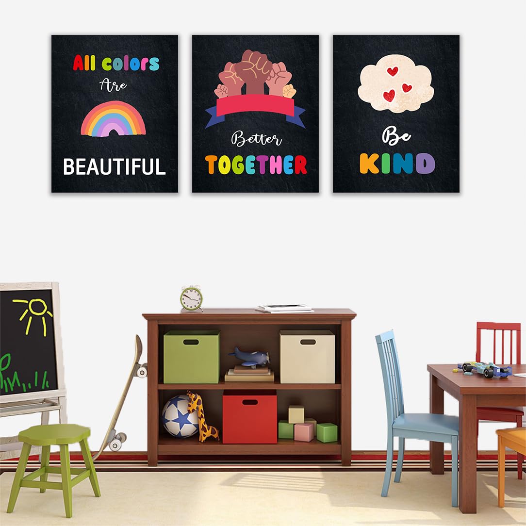 Diversity for Classroom Decorations Canvas Wall Art Decoration,Kindness Diversity ,Teacher for Elementary Classroom DecorLiving Room Canvas Wall Art,Home Deco,Tabletop/Hanging,6-pack(29 x 38 cm) framed
