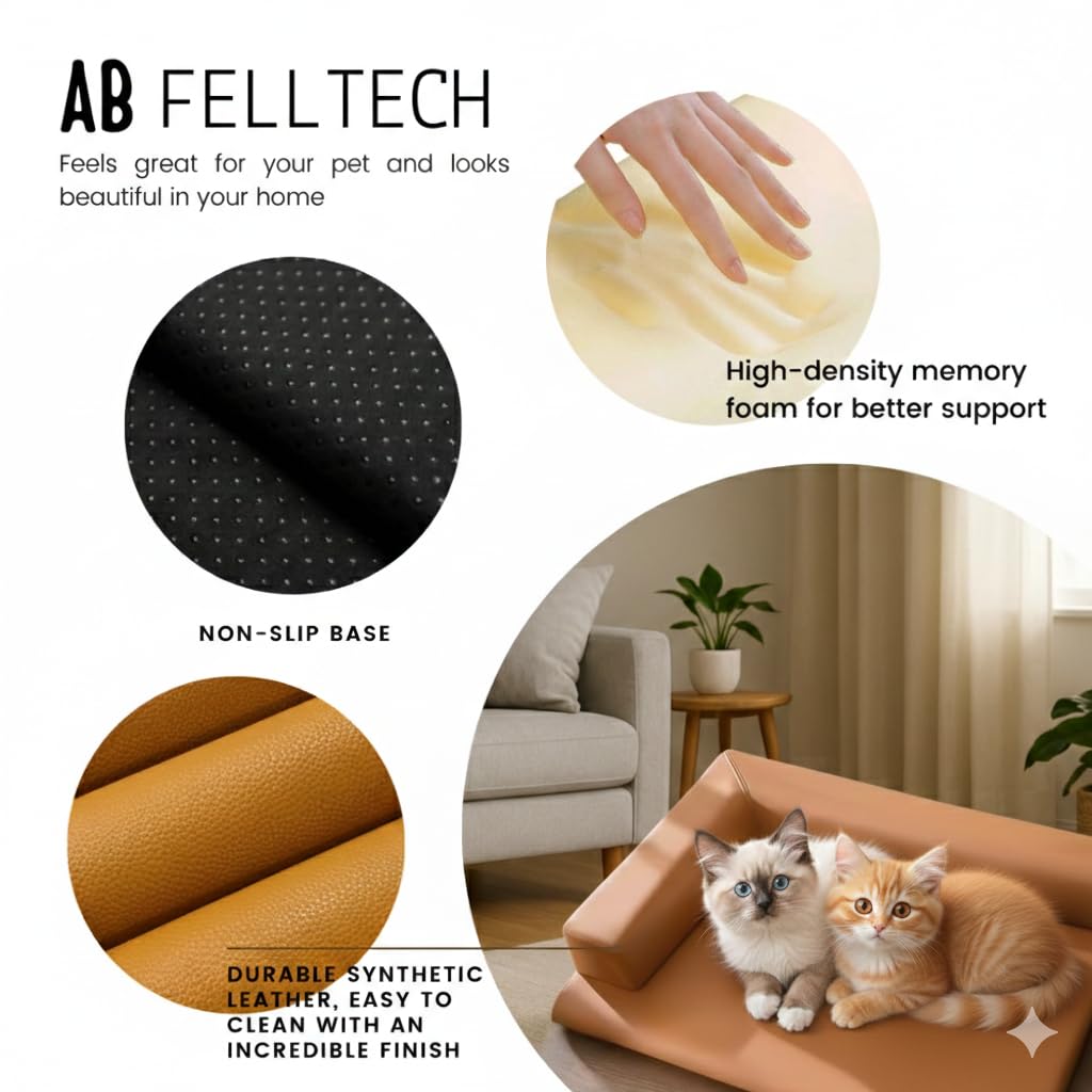 Orthopedic Dog Bed Small to Medium, Washable L-Shaped Pet Sofa with Removable Cover, Memory Foam Couch for Cats, Chihuahua, French Bulldog