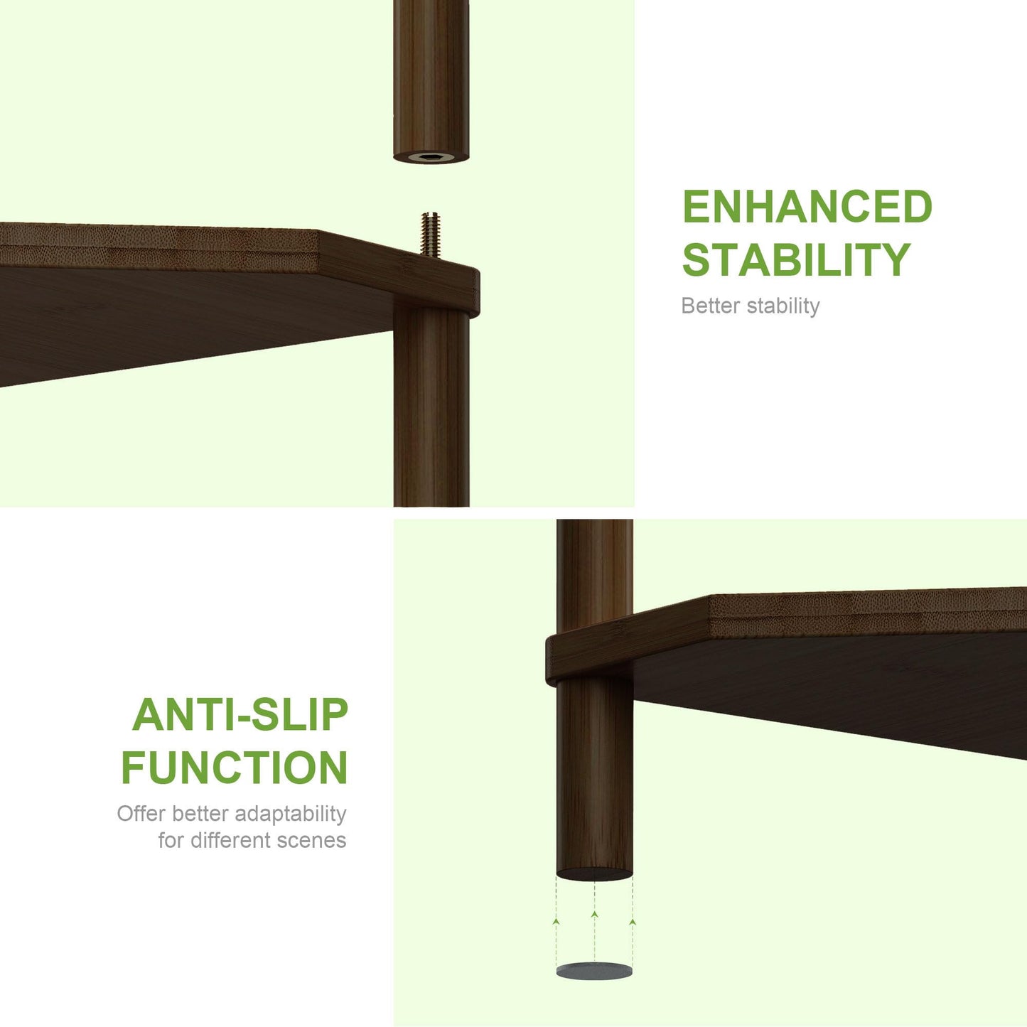Wisuce Corner Shelf Stand - 5 Tier Walnut Bamboo Small Corner Bookshelf for Office Kitchen Bedroom Plant Stand Living Room Decor Small Space
