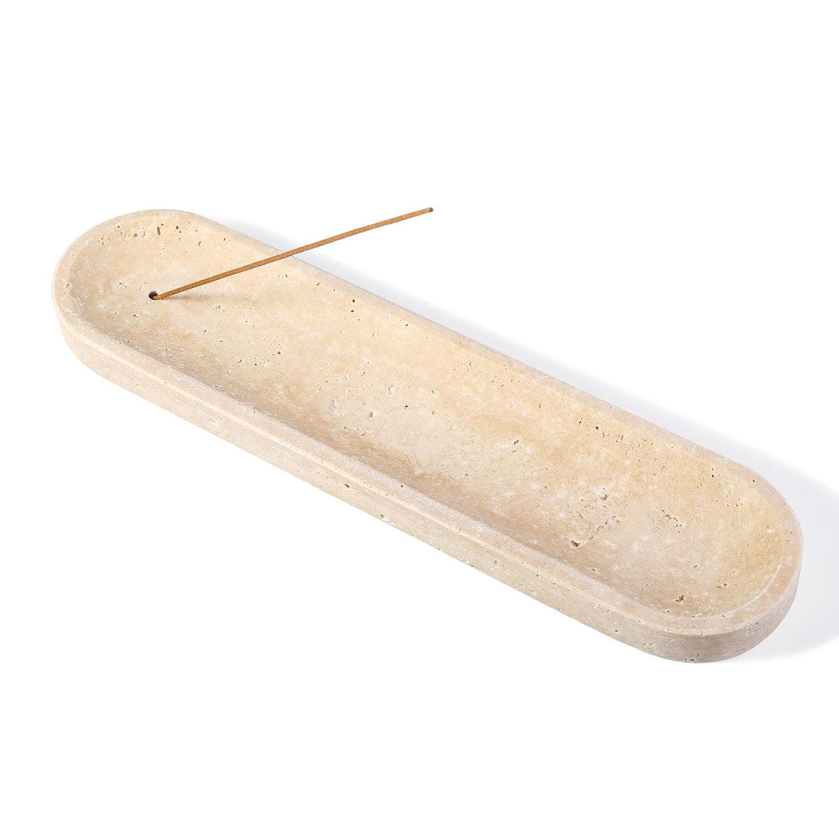 Koville Travertine Incense Holder, Incense Holder for Sticks, Long Incense Sticks Holder Ash Catcher for Meditation Yoga SPA, Natural Stone Incense Burner, Home Table Decor(Beige)