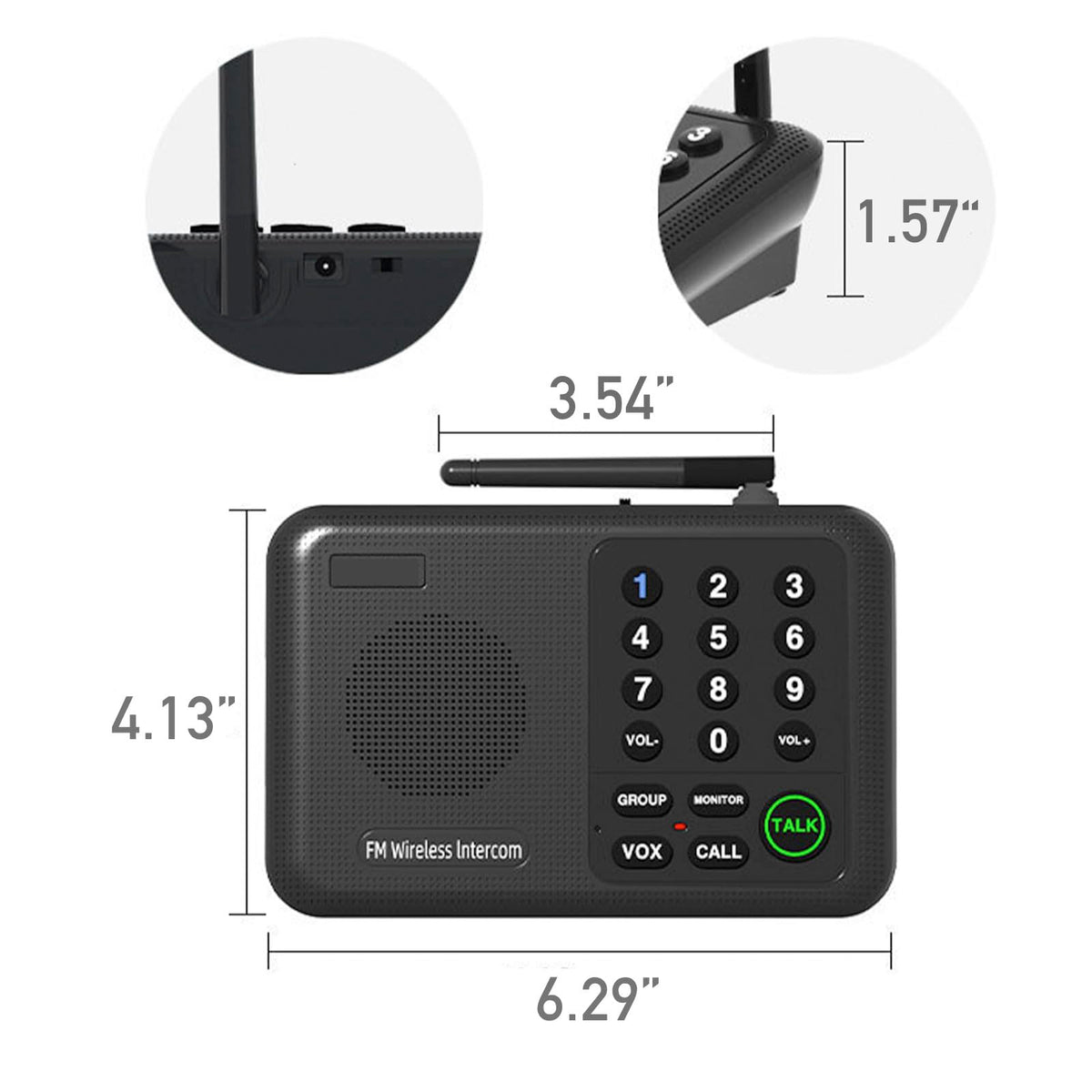 Generic Wireless Intercom System, 3 Units Set Intercoms for Home House Business Office Audio Intercom Communication, 10 Channel, 2 Mile Range 3 Stations with Monitor Function