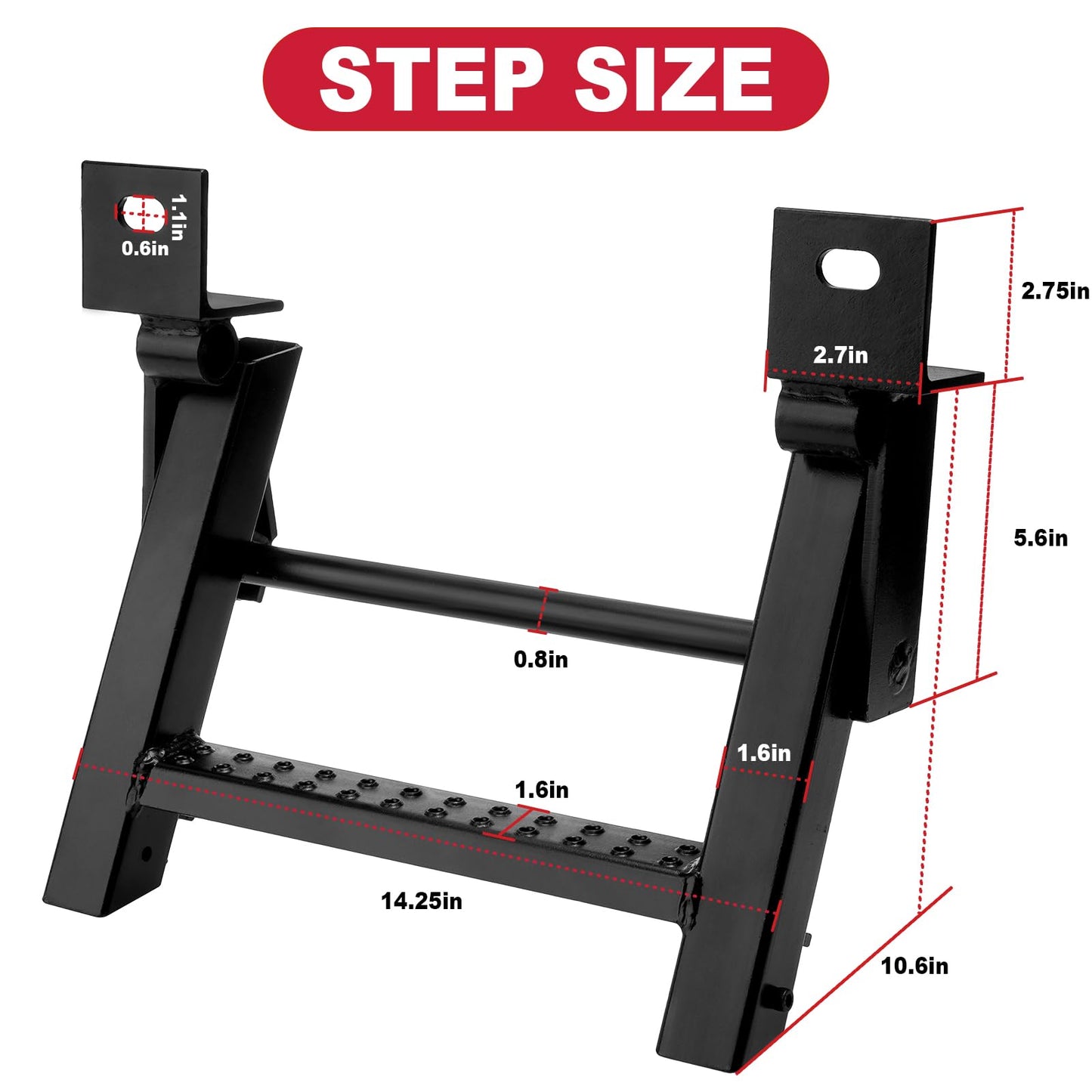1-Rung Retractable Truck Steps Trailer Pickup Bed Stepper Non-Slip Tread L-Shaped Bracket Black Flatbed Truck Hitch Ladder Universal