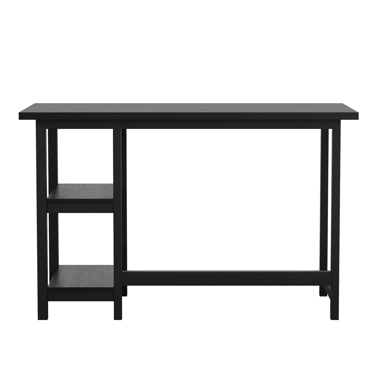 Martha Stewart Beckett Modern Trestle Desk with Open Side Shelving in Black Wood Grain Finish
