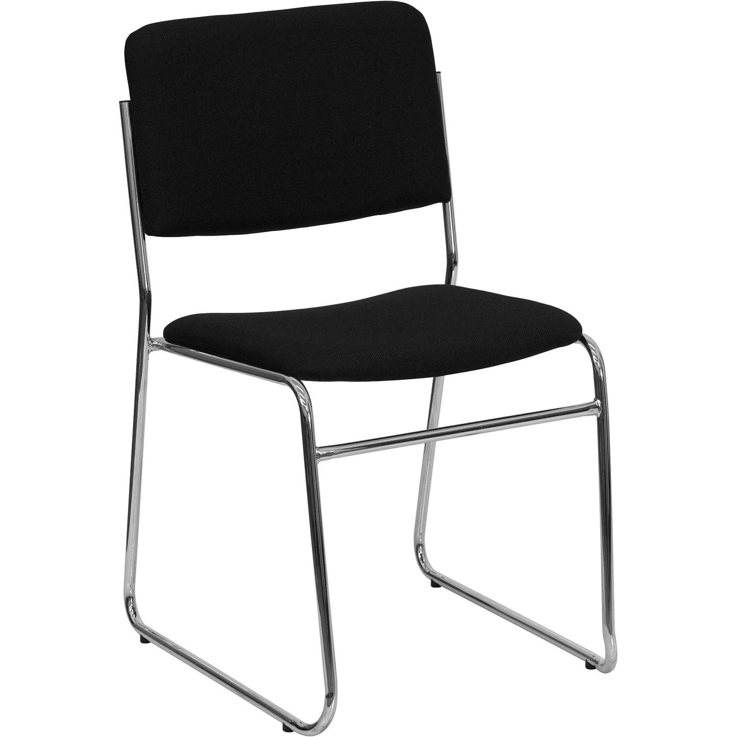 Flash Furniture HERCULES Series 500 lb. Capacity Black Fabric High Density Stacking Chair with Chrome Sled Base