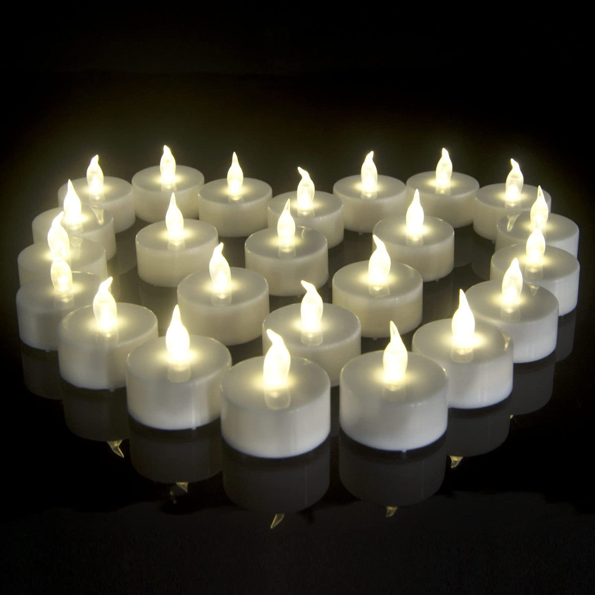 redfruit Flameless Tealight Candles: Battery - Powered Tea Light Candles,Bright Flickering Holiday Gift LED Electric Tealights Candles,for Seasonal & Festival Celebration. (50 Pack Warm White)