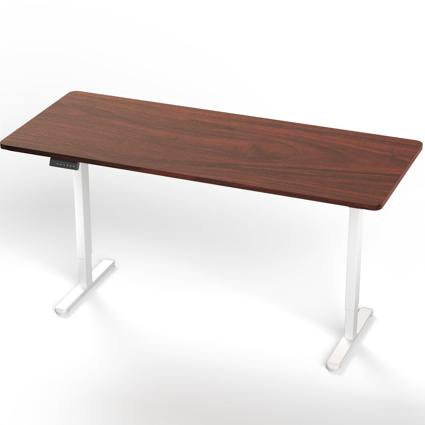 VIVO Electric 71 x 30 inch Standing Desk, Dual Motor Memory Controller Height Adjustment, E2B Series, Solid One-Piece Dark Walnut Top, White Frame, DESK-KIT-E2W71D