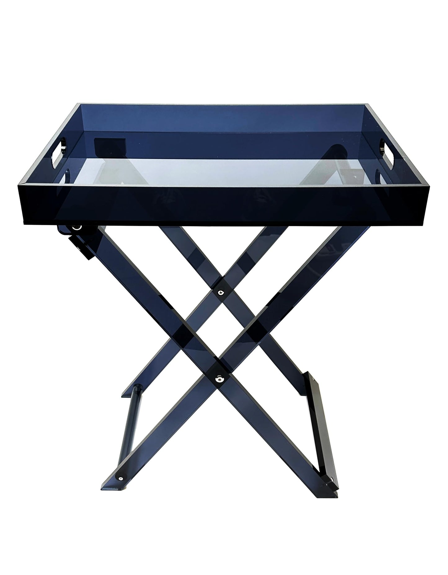Designstyles Acrylic Folding Tray Table – Modern Chic Accent Desk - Kitchen and Bar Serving Table - Elegant Clear Design (Smoked)