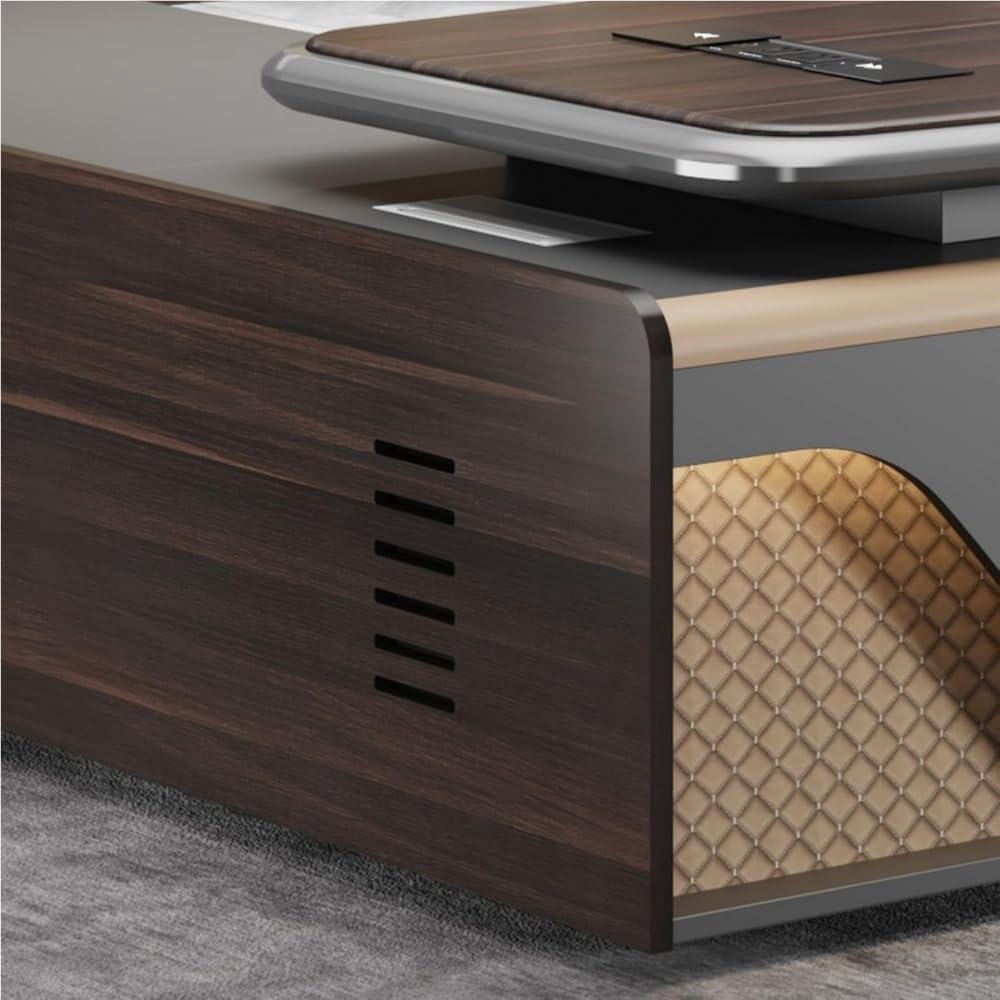 Modern L Shaped Executive Desks for CEO Boss Manager Corner Computer Desk with Storage Cabinet Workstation Home Office Business Furniture(86.6 in)