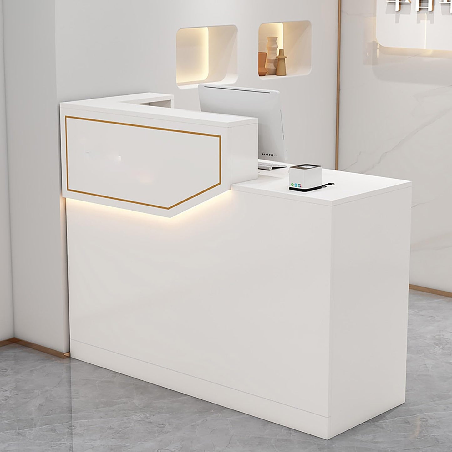 Salon Reception Desk with Counter,Front Office Reception Desk for Small Spaces,Office Front Desk Reception with counte, with Lockable Drawers, Suitable for Hotels, c