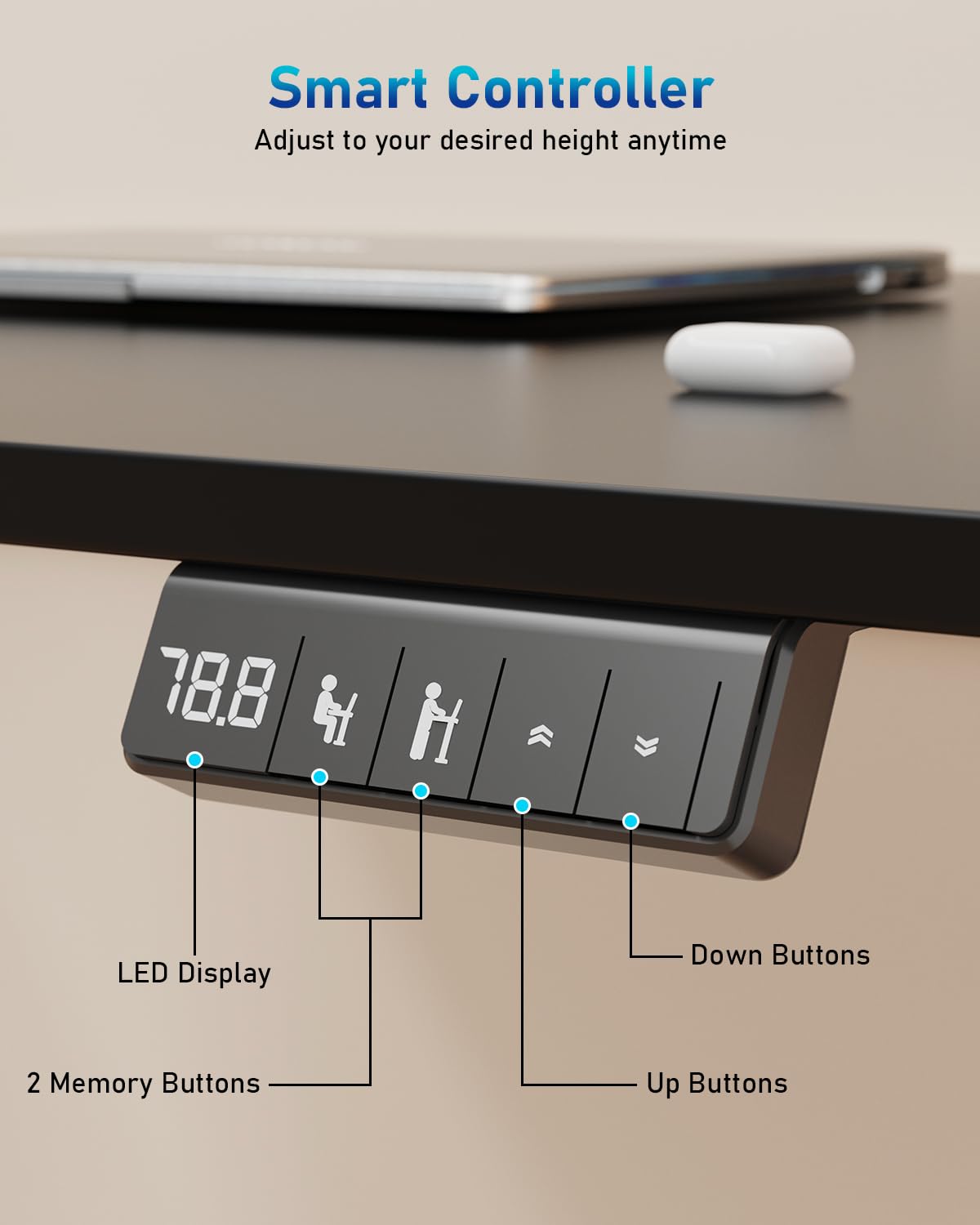 Xyndyx 32" Small Electric Rolling Standing Desk Adjustable Height, Mobile Sit Stand up Desk with Lockable Casters for Home Office & Computer Workstation, Splice Board, 2 Hooks, Black Frame/Black Top