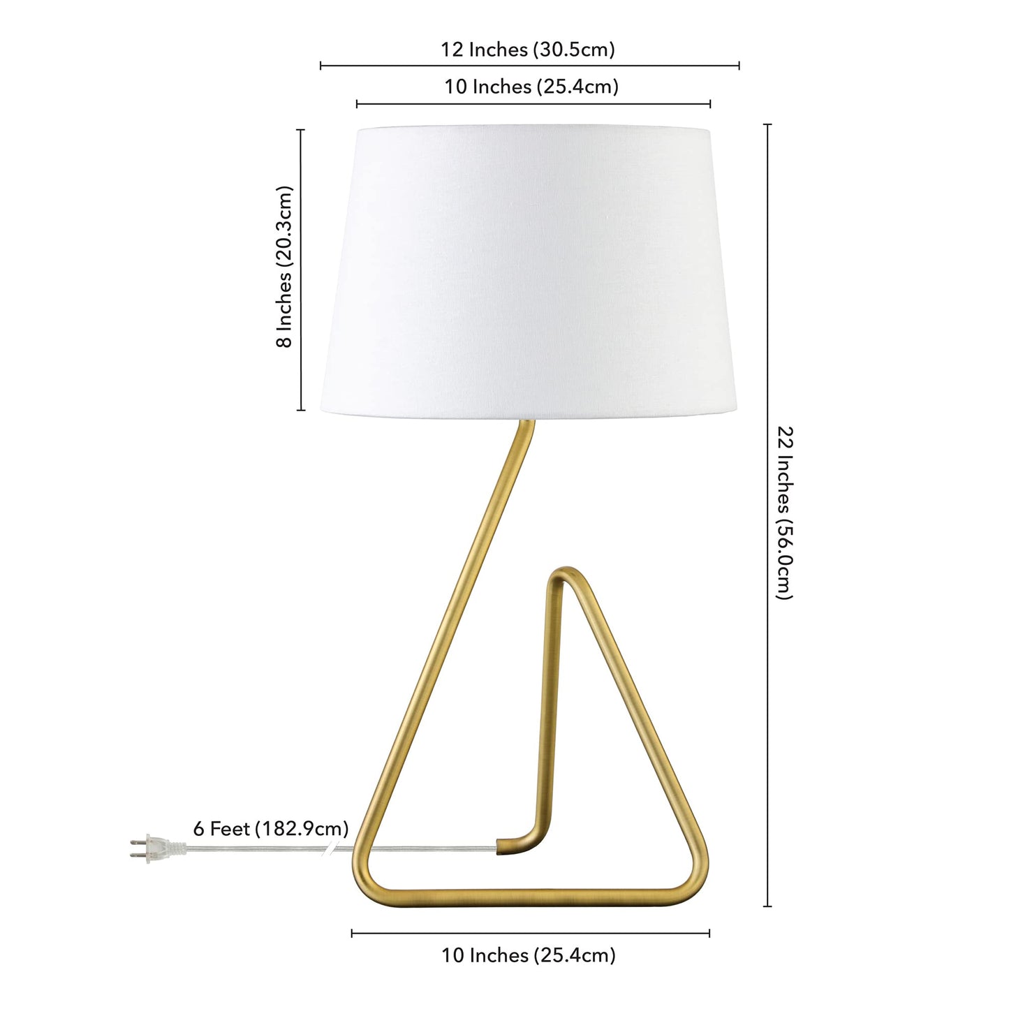 Henn&Hart 22" Metal Table Lamp with Fabric Shade in Brushed Brass, for Home, Living Room, Bedroom, Entertainment Room, Office, Kitchen, Dining